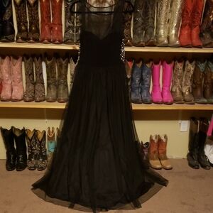 Blondie Nites Black Mesh Maxi Dress